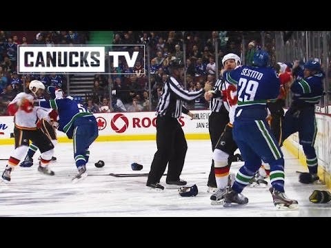 NHL: Canucks vs Flames Line Brawl